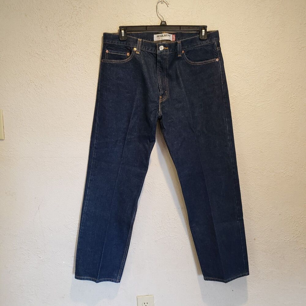 Levi's 505 Distressed Straight Fit Fader Jeans W36 L30 Men's Blue Denim